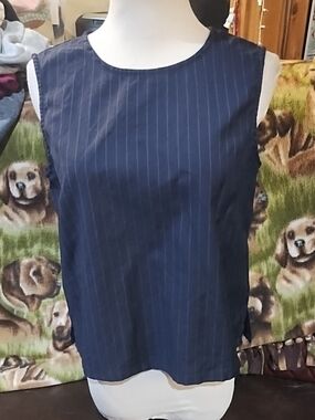No Label Sleeveless Navy Pinstripe Shell Top